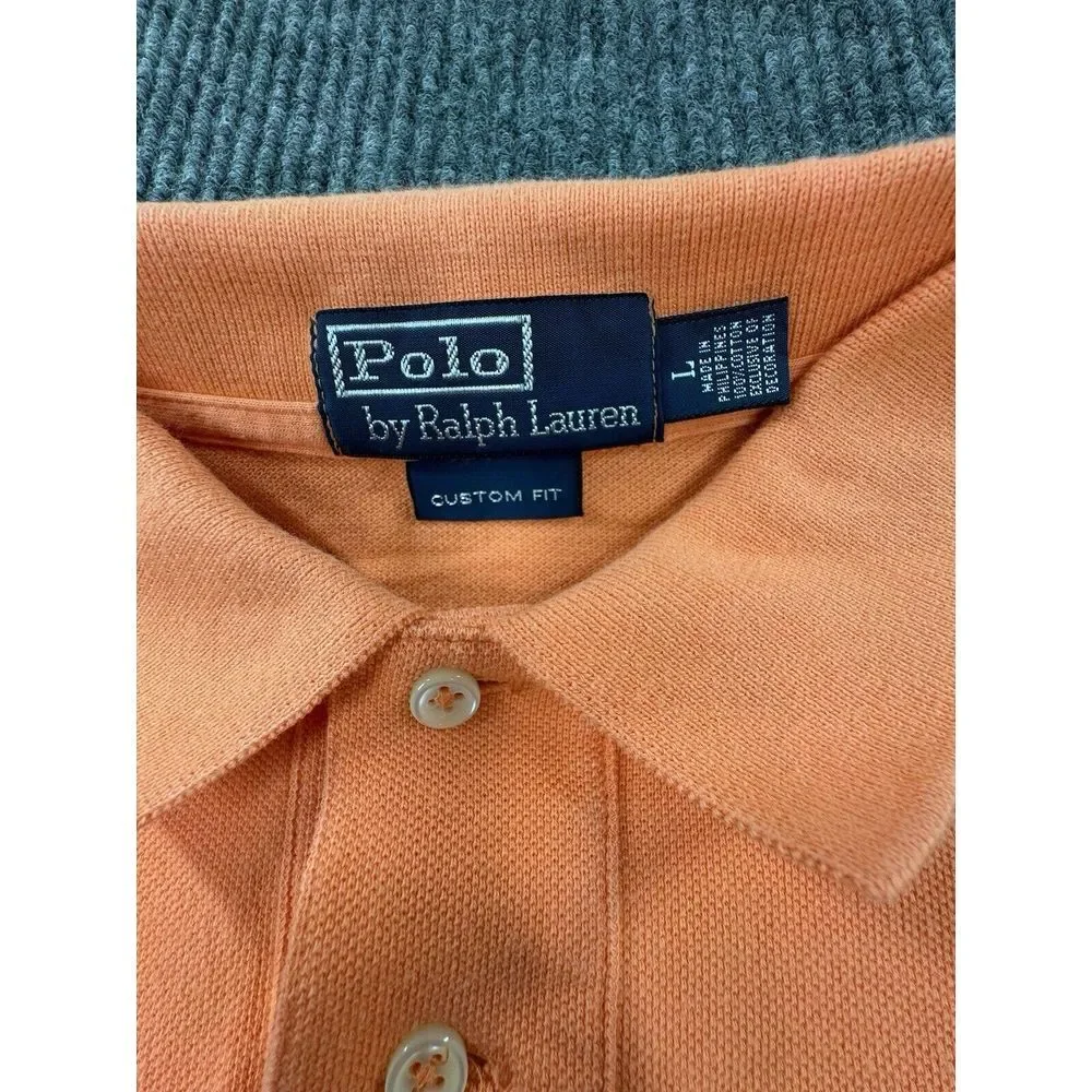 Polo Ralph Lauren Polo Men's Large Coral Orange Short Sleeve Shirt‎ Cotton
